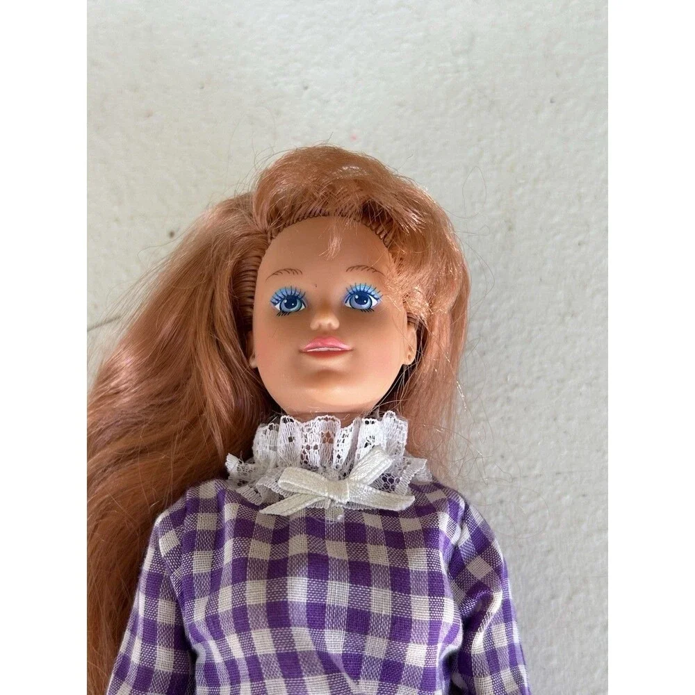 Vintage 1987 Hasbro Maxie Ashley Doll Red Auburn Hair Gingham Dress 11.5”